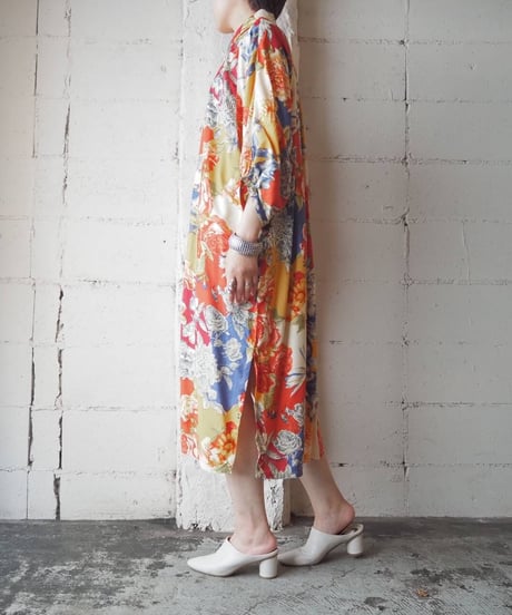 Flower Pattern Raglan Dress RD BL