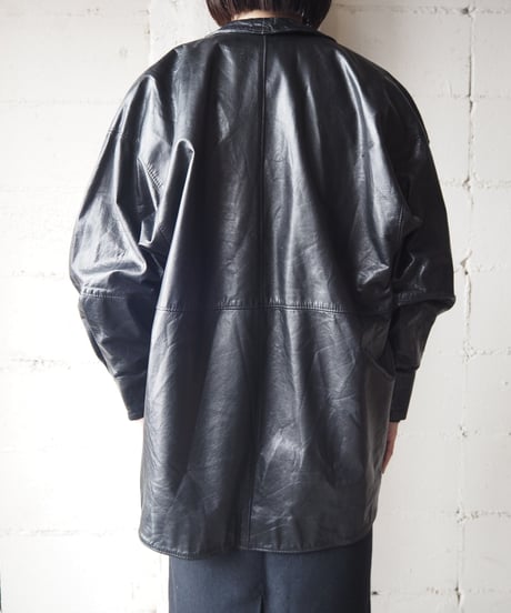 Shawl Collar Leather Jacket BK
