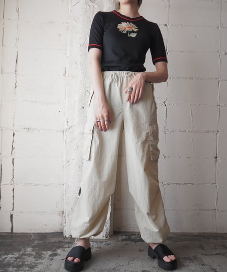 1970's Flower Embroidery Tee BK