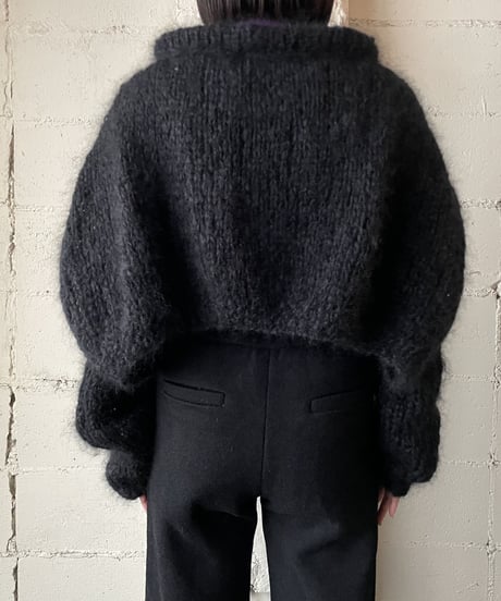 Dropped Shoulder Short Mohair Knit BK