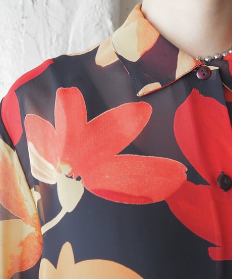 Big Flower Sheer Shirt BKREYE