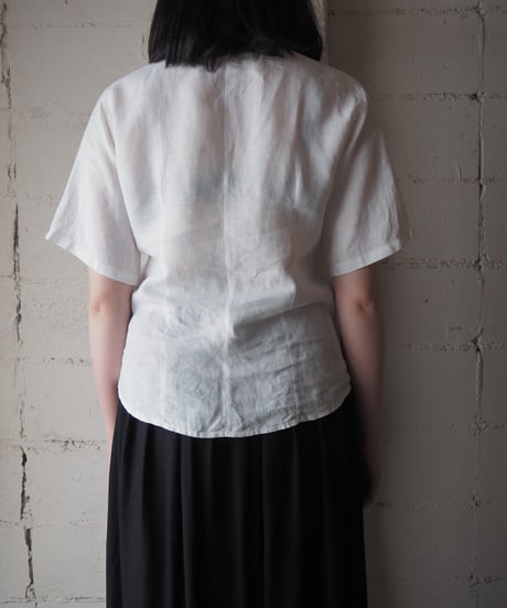 SIMONCINI COLLEZIONI Open Collar Embroidery Linen Shirt IV