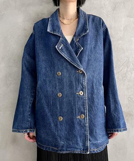 GEORGES MARCIANO Double Brest Denim Coat BL