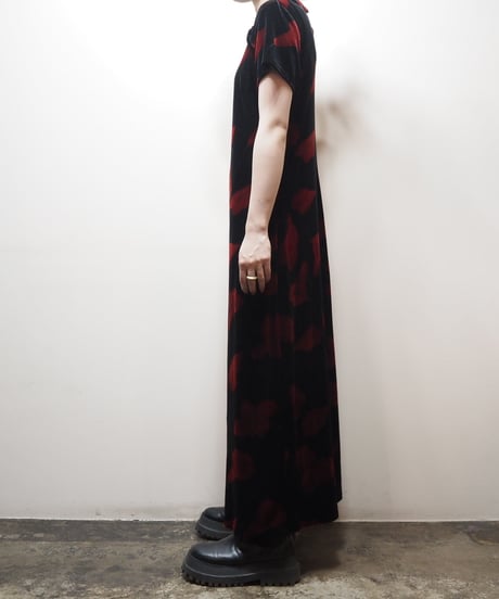 Flower Pattern Velour China Dress BKRE