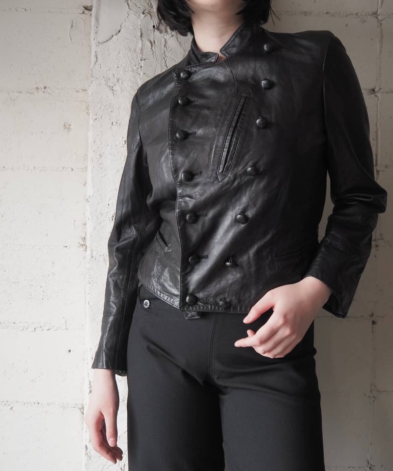 agnès b. SPECIAL Double Breasted Leather Jacke