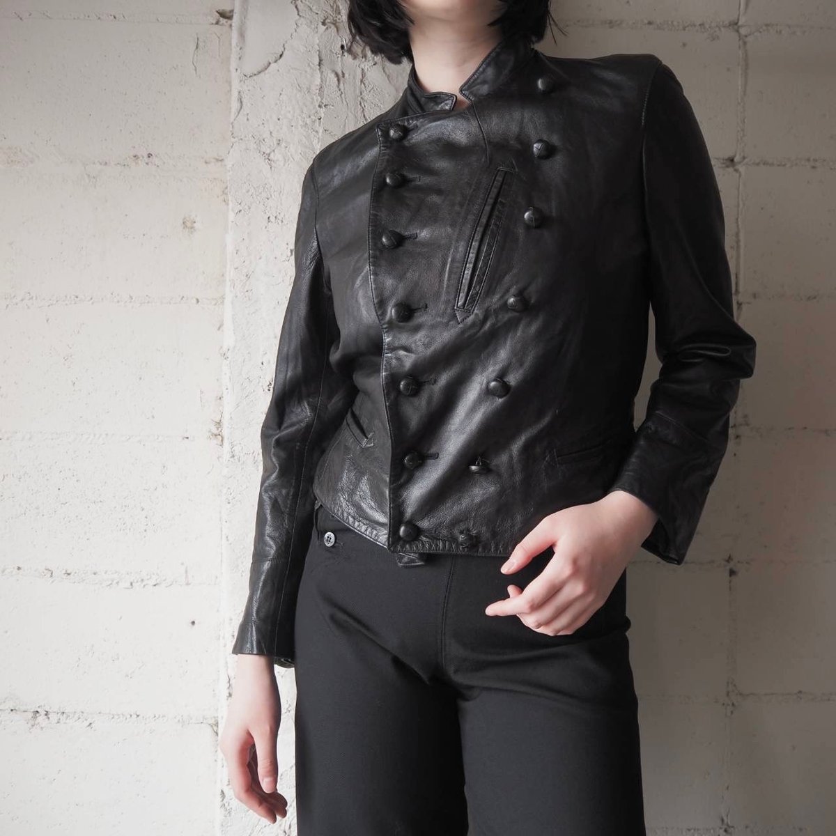 agnès b. SPECIAL Double Breasted Leather Jacke