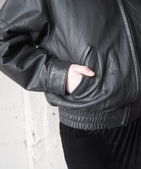 ROUNDTREE&YORKE Double Collar Leather Jacket BK