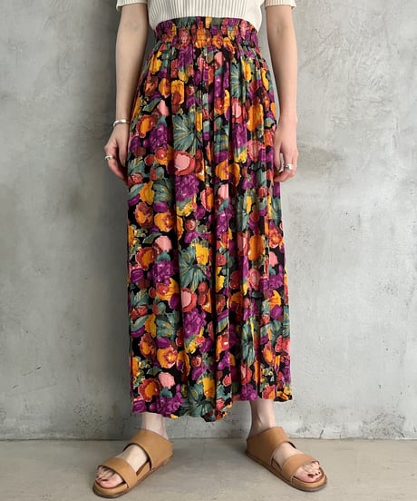 Fruit Pattern Easy Gaucho Pants BKOR
