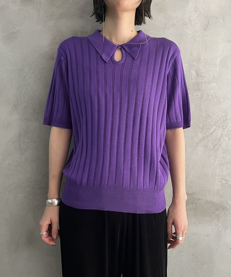 Rib Collar Silk Shirt PUR