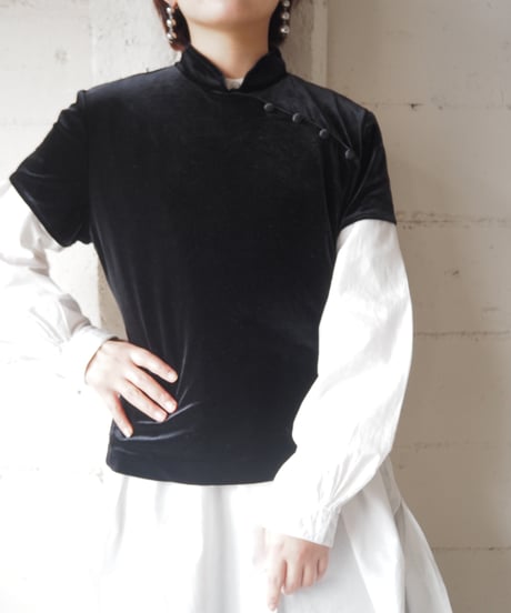 Short Sleeve Velour China Shirts BK