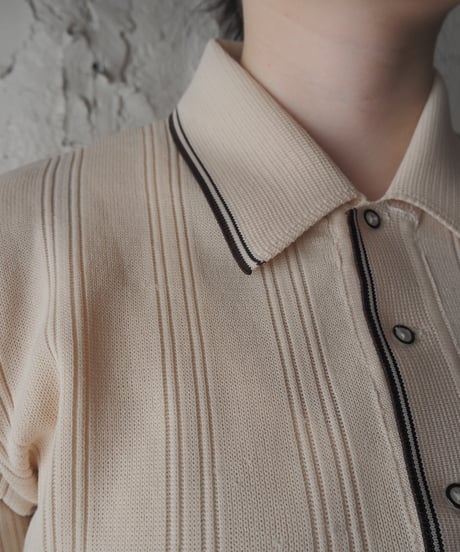 1970's Striped Knit Polo Shirt BE BK