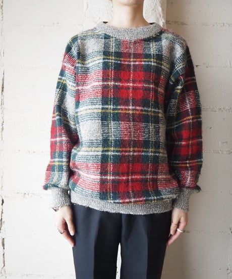 Check Mohair  Mix Knit REGN