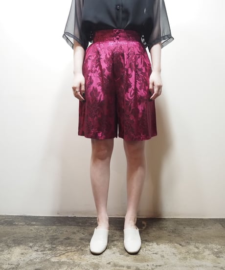Leaf Pattern Satin Shorts PI