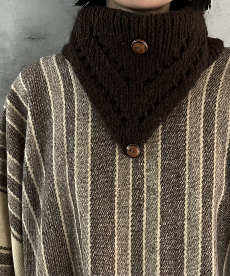 Hem Fringe Stripe Pattern Poncho BRIV