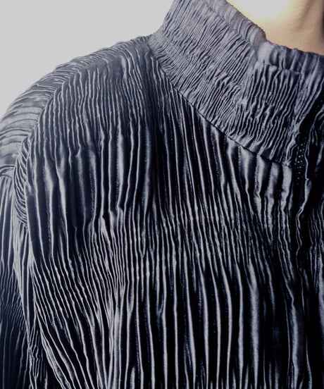 Zip Up Shirring Design Blouson BK