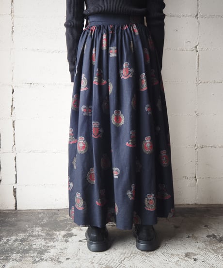 Emblem Pattern Flared Skirt NVRE