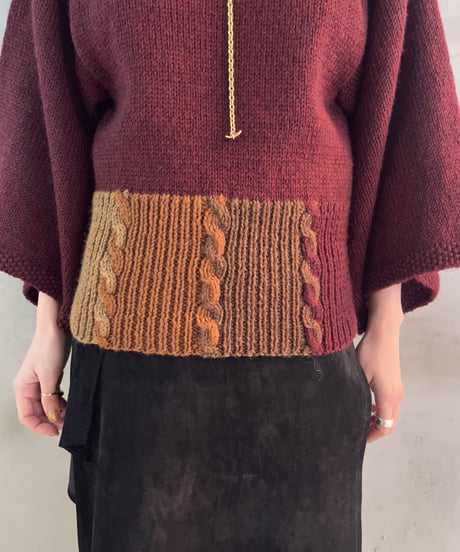 Hem Color Pattern Volume Sleeve Knit BURBR