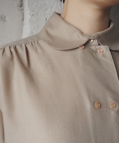 Round Collar Double Breasted Blouse BE