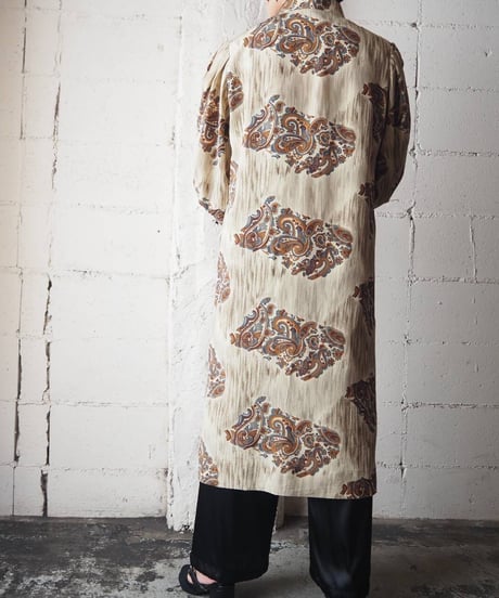 Stand Color Volume Sleeve Pattern Dress BEBR