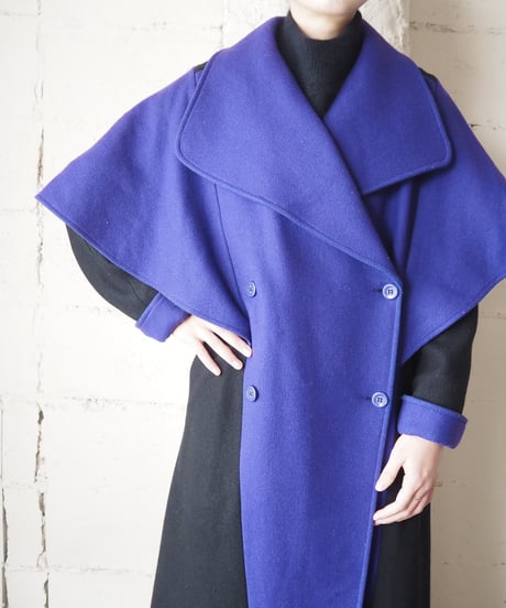 1980's Bicolor Big Collar Coat BKPUR