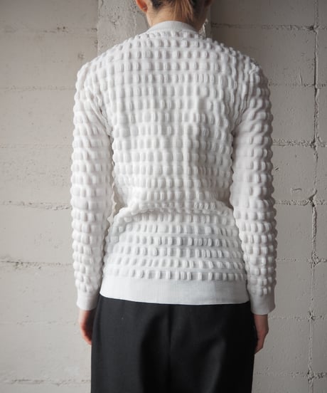1970's Embossed Crew Neck Cardigan WH