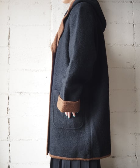 Bicolor Hooded Coat BKBR
