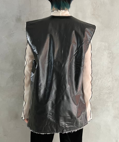 Boa Lining Fake Leather Vest BKWH