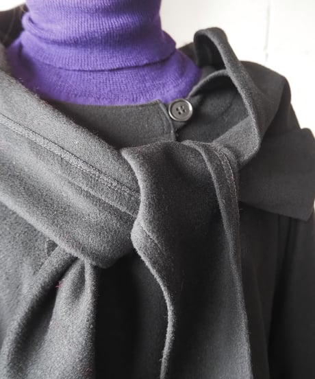 Scarf Collar Cape Coat BK