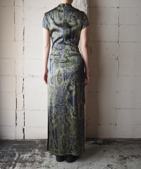Paisley Print Satin China Dress BKYE