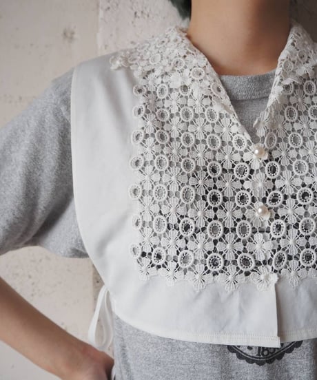 Vintage Side Tape Lace Collar WH