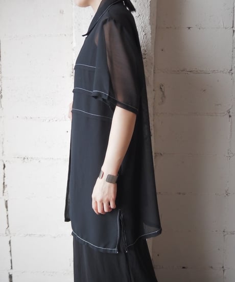 White Stitch Sheer Shirt BK