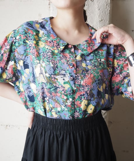1980's EURO Flower Pattern Blouse