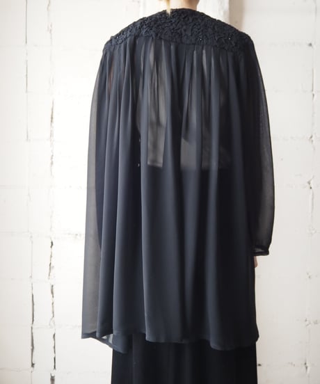 Seethrough  Pleated Blouse BK