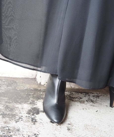 Sheer Layered Easy Flare Skirt BK