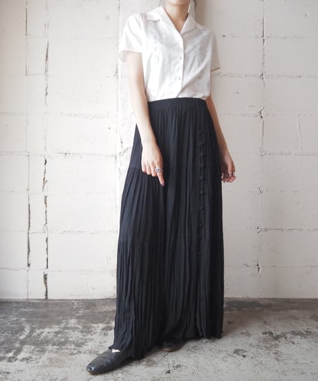 60's EURO S/S Open Collar Embroidery Shirt
