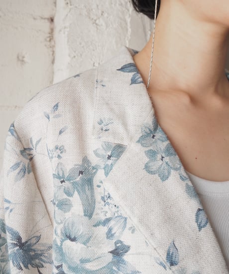 SAG HABBOR Flower Print Unlined Tailored Jacket IVBL