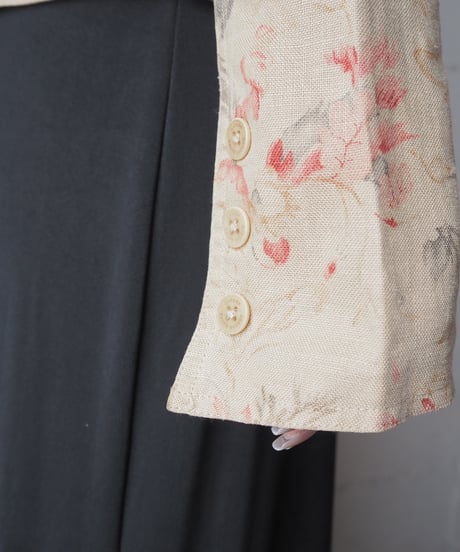 LAUREN Flower Print Linen Jacket BERE