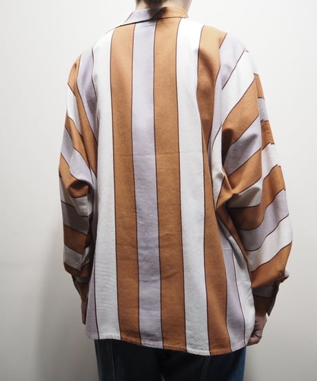 Stand Collar Stripe Blouse OR