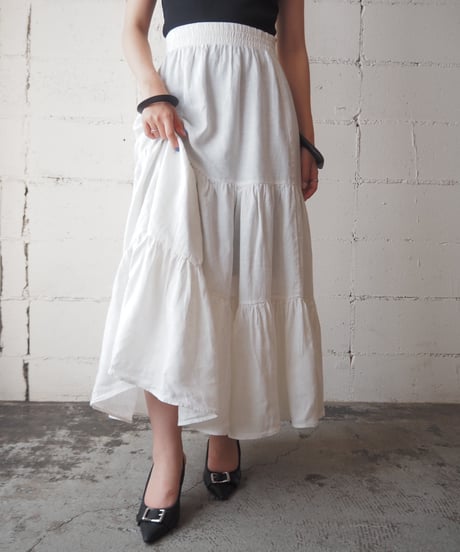 Tiered Easy Linen Skirt WH