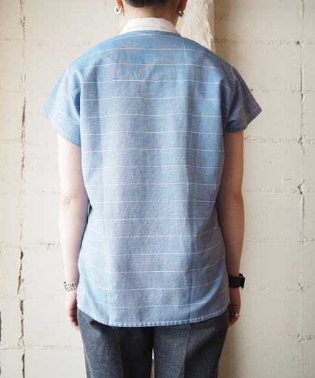 Open Collar StripeShirt BLWH