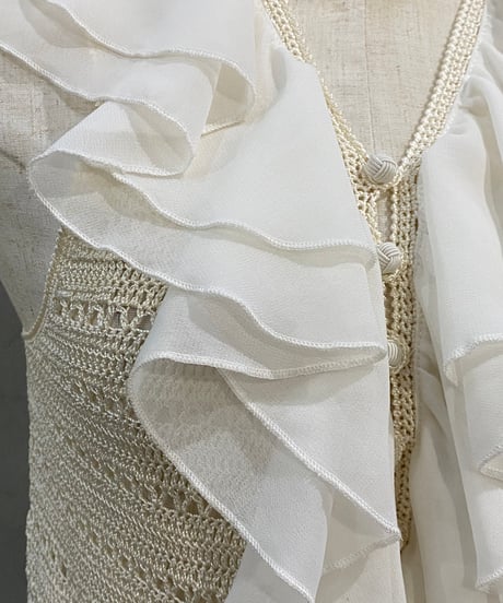 Ruffle Frill×Crochet N/S Tops IV