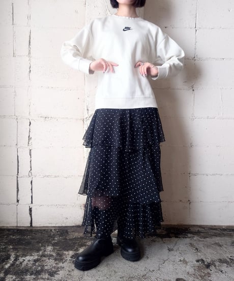Sheer Dot Tiered Skirt BKWH