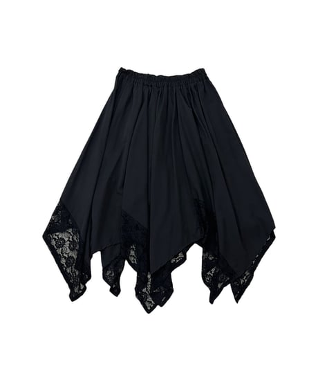 Zig zag Lace Hem Easy Skirt BK