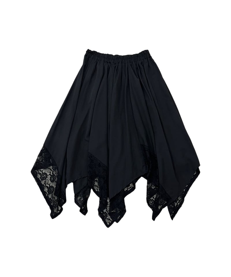 Zigzag Lace Hem Easy Skirt BK | Orfeo
