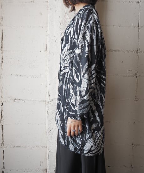 Leaf Pattern Rayon Shirt BKWH