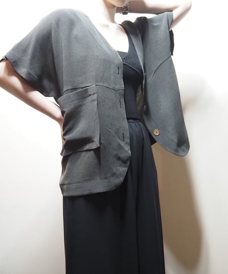 Collarless Front Pocket Design Jacket GR