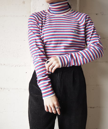 LACOSTE Stripe Turtle Neck Knit WHPIBL