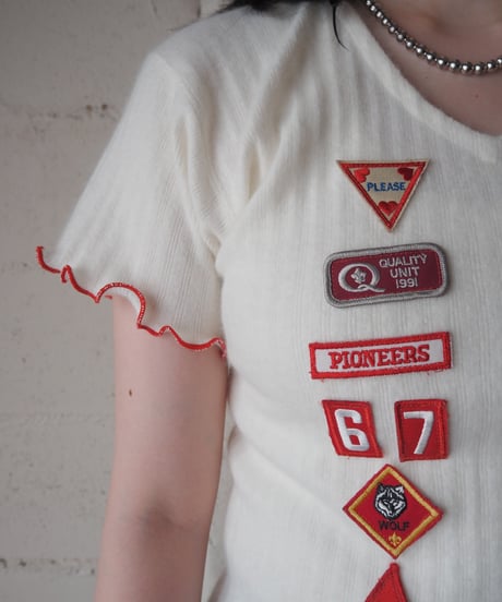 Remake 1950-60's Angora Knit Top With Patchs IV RE