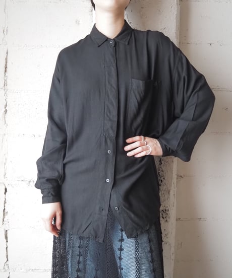 Fly Front L/S Rayon Shirt BK
