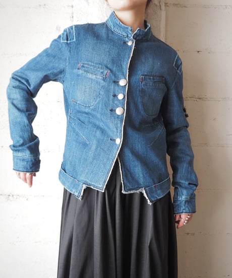 MARITHE FRANCOIS GIRBAUD Stand Collar Denim Jacket BL